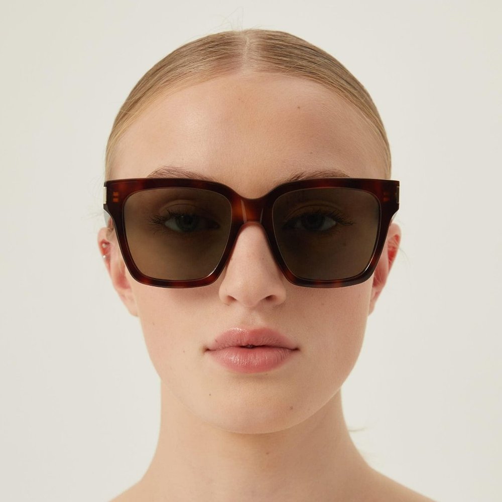 NEW Saint Laurent SL507 002 Havana Green Square Unisex Sunglasses - Picture 12 of 12